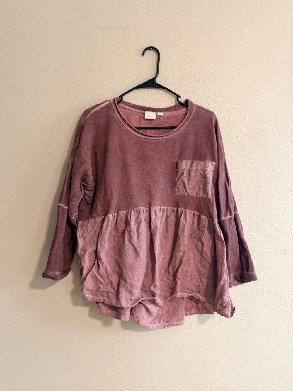 Anthropologie Postmark Peplum Linen Cotton Crewneck Sweater
